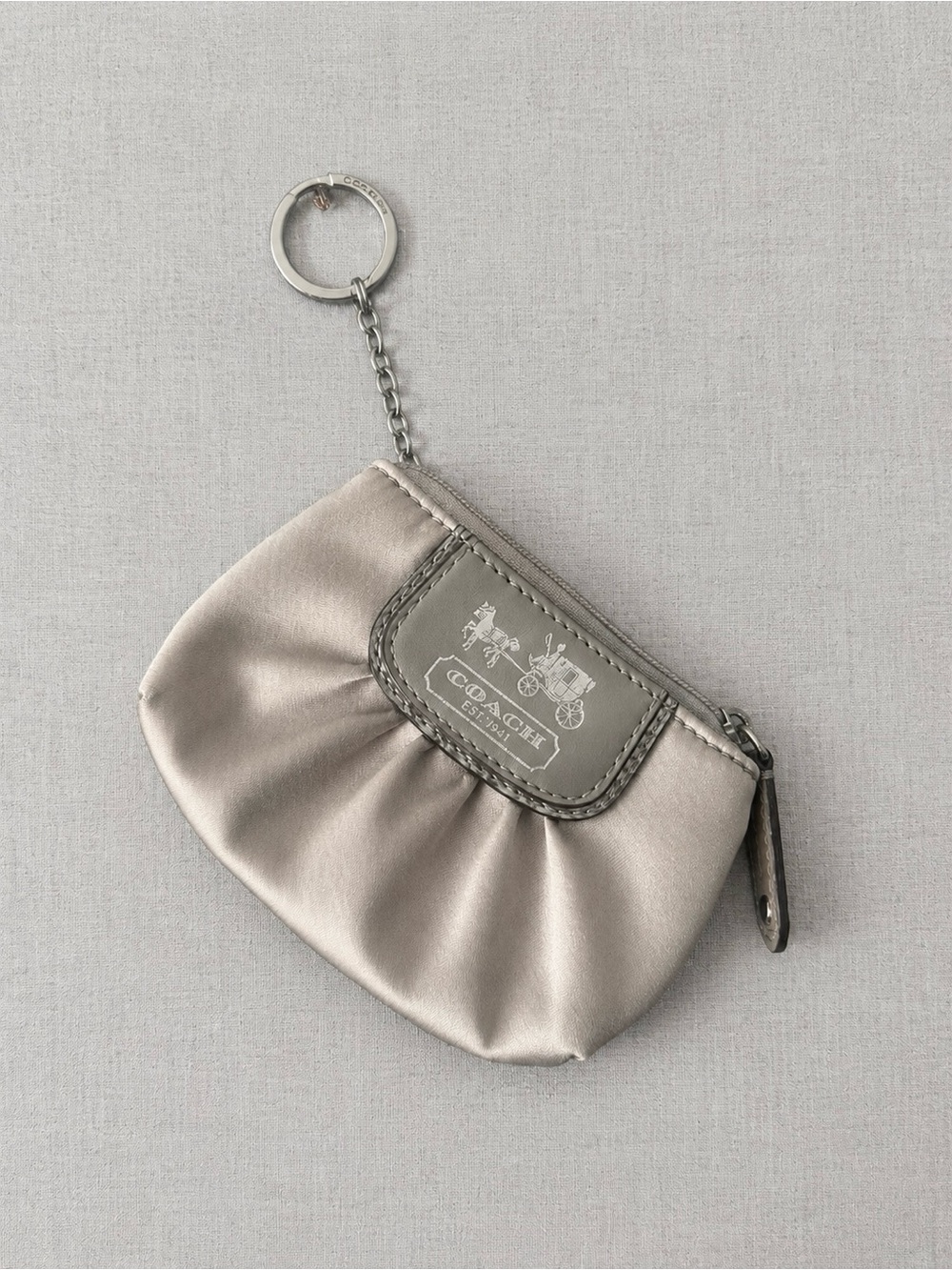 Coach Madison/Ashley Pleated Sateen Coin Purse Keychain Fob